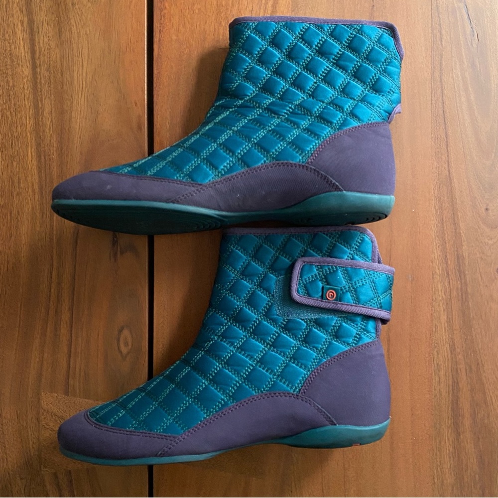 Vintage Rockport Womens Boots Green Purple Quilted Strap Outdoor Shoes Size 7